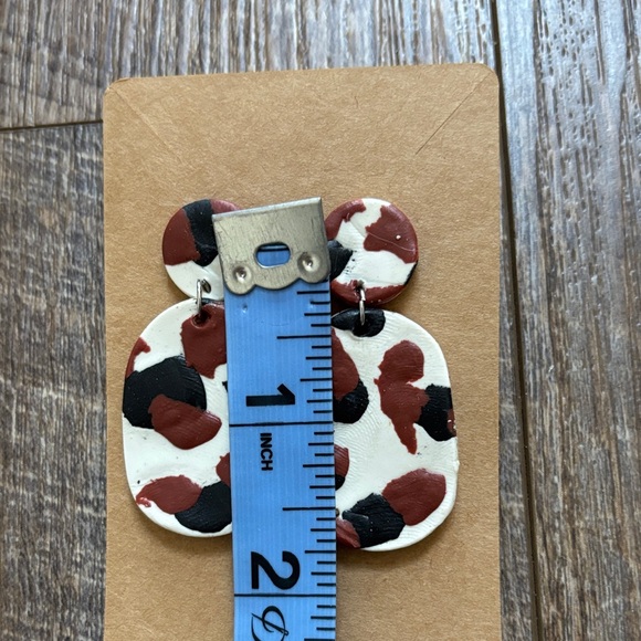 Leopard Print Dangle Polymer Clay Earrings - Picture 5 of 5